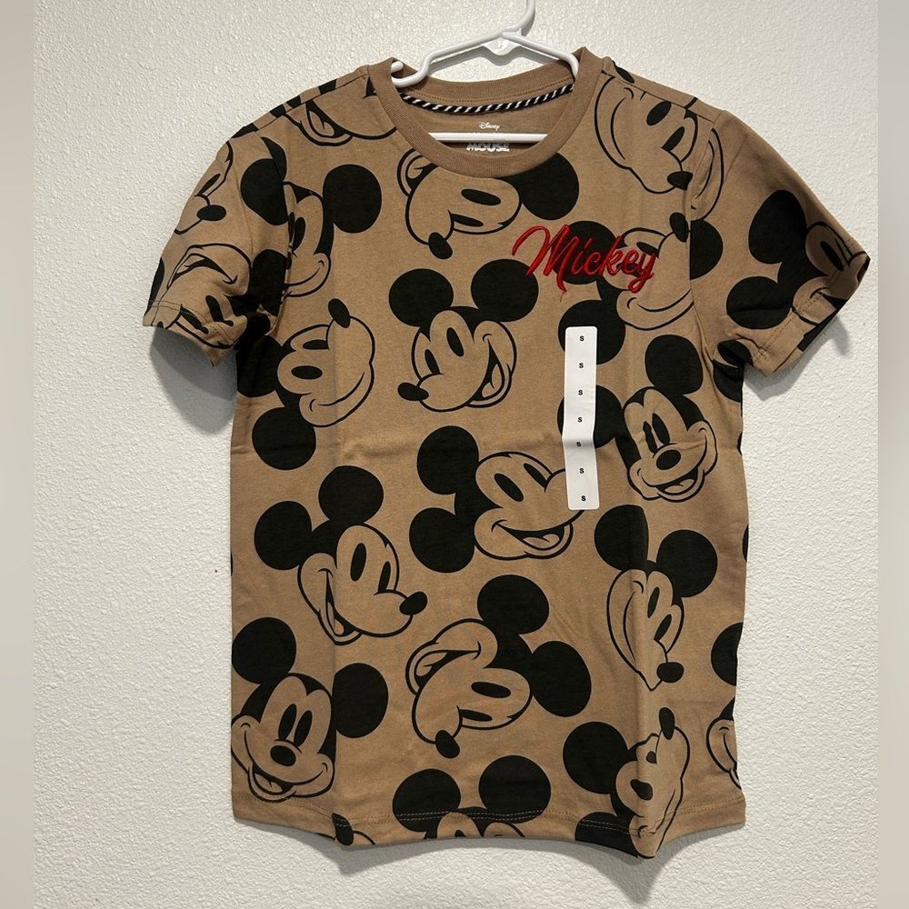 Disney Mickey Mouse Brown and Black Short Sleeve Tee